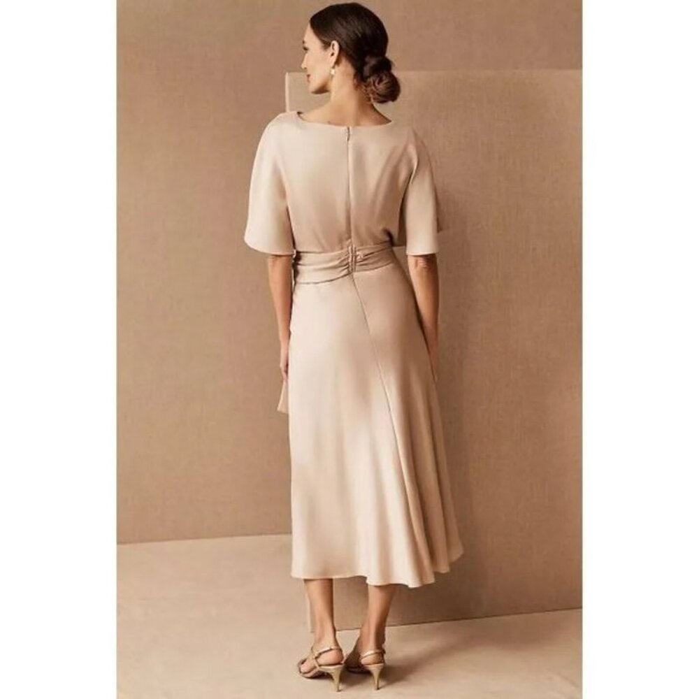 BHLDN Olmsted Blush Satin Drape Dress - Picture 2 of 14